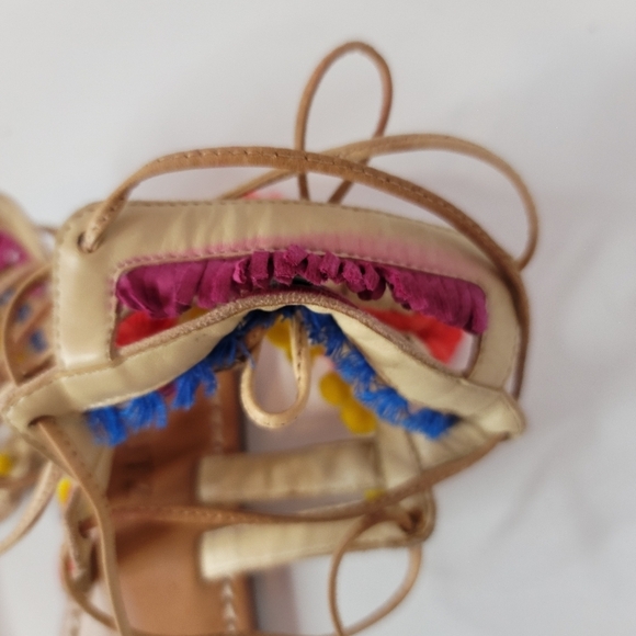 Schutz Lannister Embroidered Lace-up Sandals - Picture 12 of 12